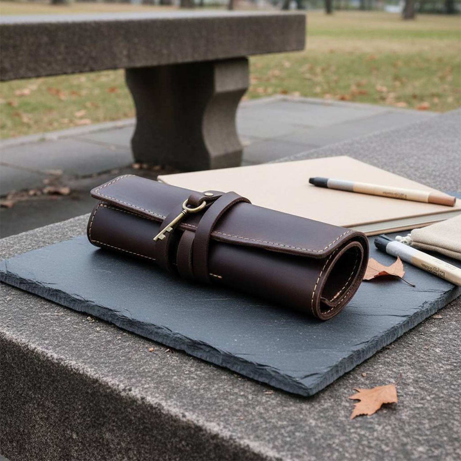 Leather Foldable Writing Utens - Pen Pouch Roll review and price