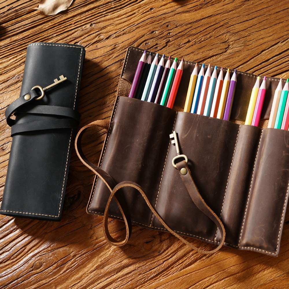 Retro Genuine Leather Handmade - Pen Pouch Roll review and price