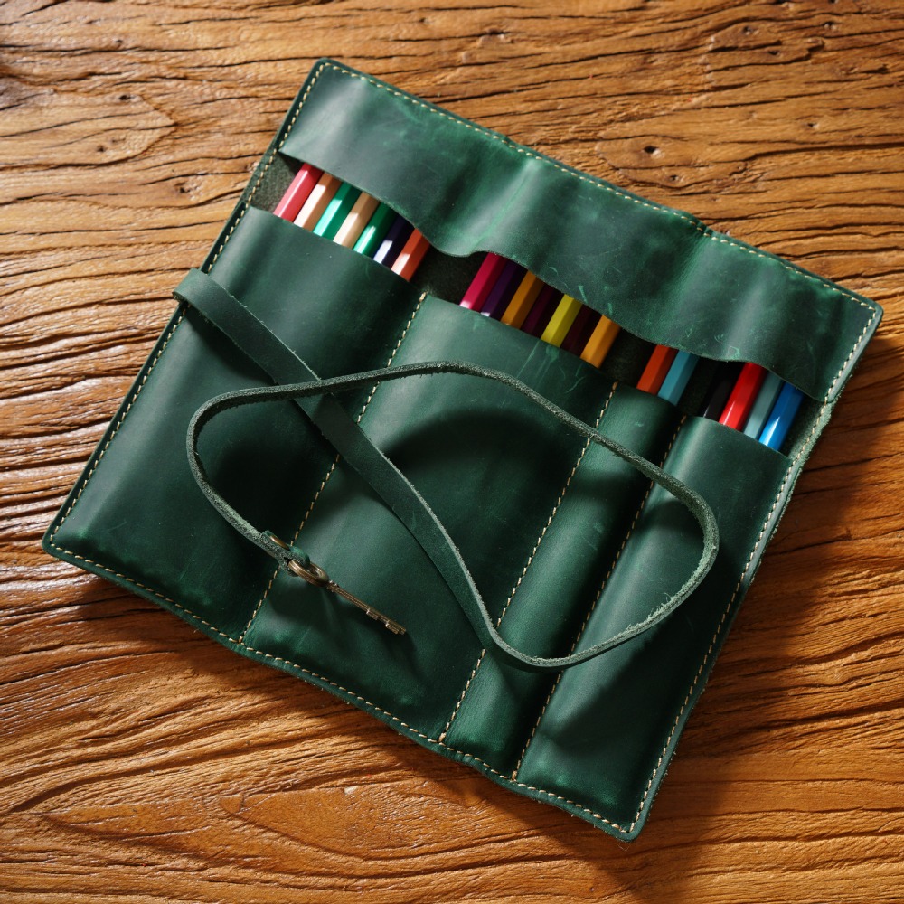Retro Genuine Leather Handmade - Pen Pouch Roll review and price